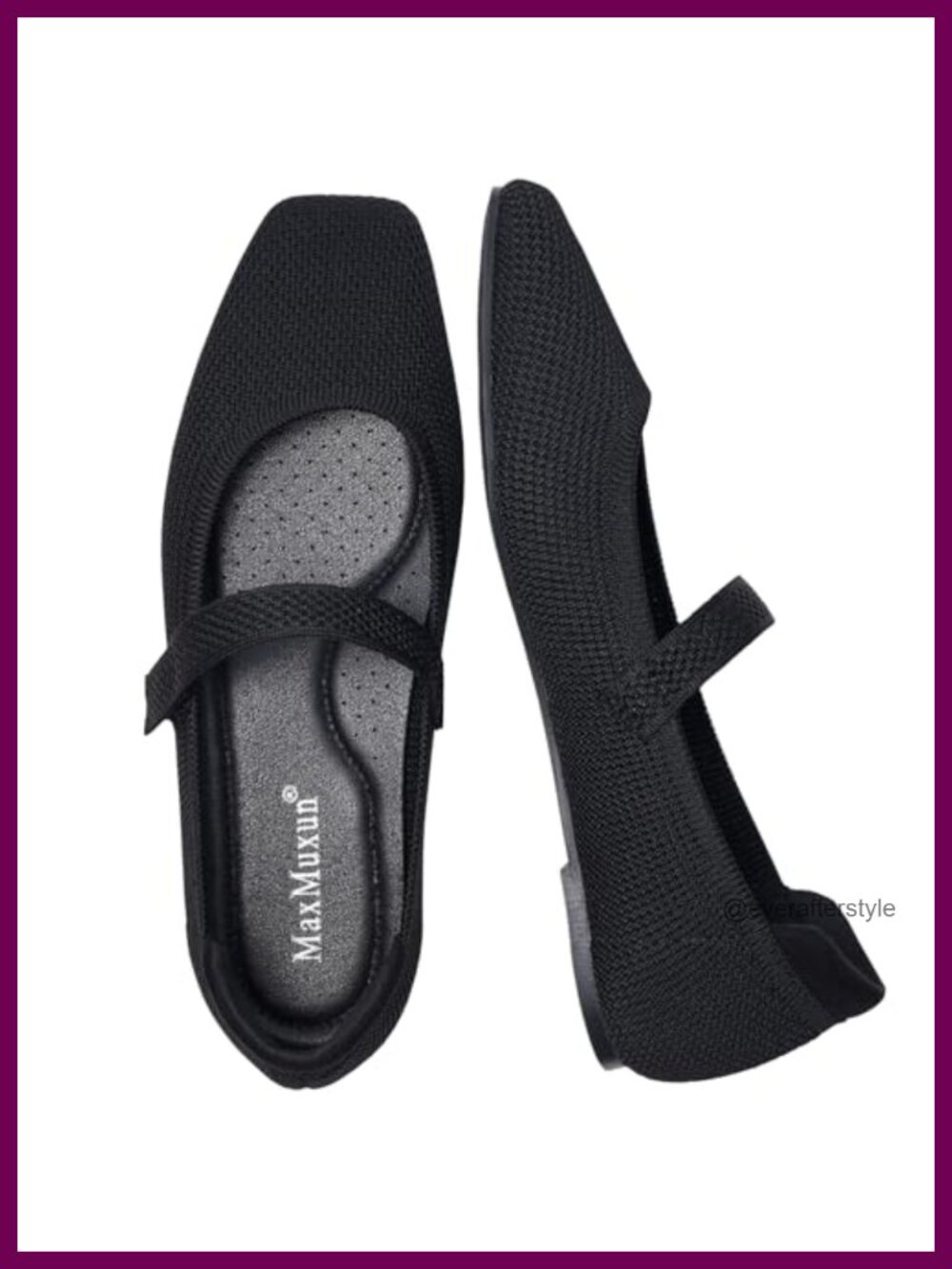 Women's Square Toe Mary Jane Ballet Flats Knit Memory Foam Arch Support
